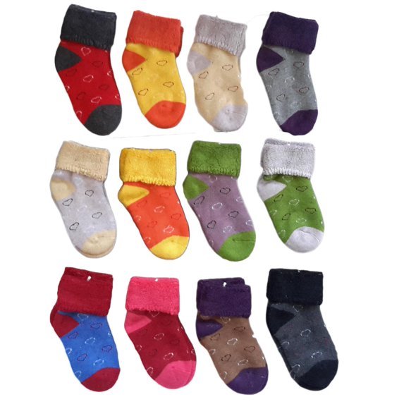 Lian LifeStyle 3 Pairs Children Wool Socks Hearts Girl 0Y-1Y Random Color