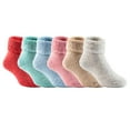 thumbnail image 1 of Lian LifeStyle 3 Pairs Father-Mother-Daughter Extra Thick Wool Boot Socks Crew Plain 6Random Color LK01+LK02+LK03 (2Y-5Y), 1 of 4