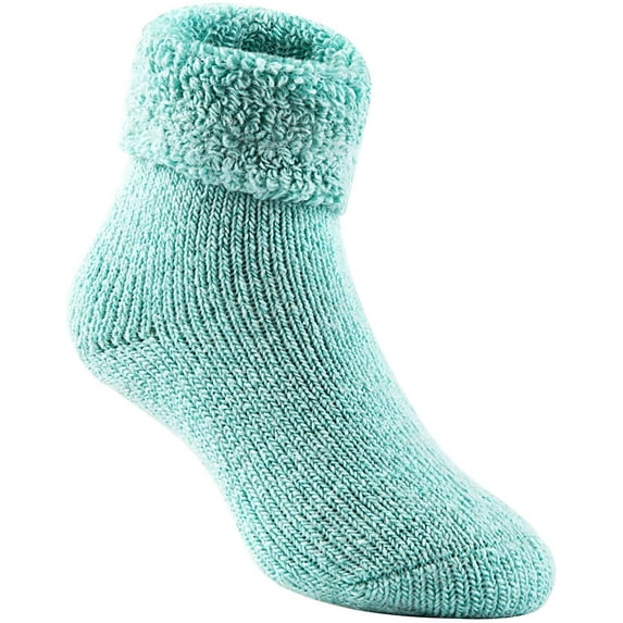 Lian LifeStyle 3 Pairs Father-Mother-Daughter Pack Extra Thick Wool Boot Socks Crew Plain LK01+LK02+LK03 Aqua 0Y-2Y