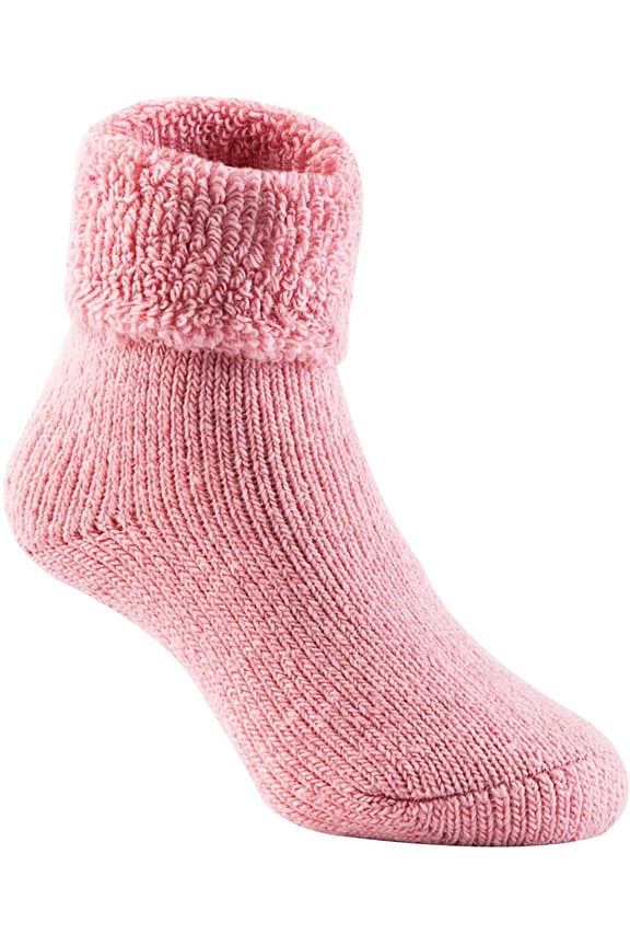 3 Pairs Father-Mother-Daughter Pack Extra Thick Wool Boot Socks Crew Plain LK01+LK02+LK03 Pink 2Y-5Y