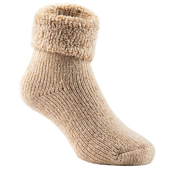 Lian LifeStyle 3 Pairs Father-Mother-Son Extra Thick Wool Boot Socks Crew Plain LK01+LK02+LK03 (Khaki) (0Y-2Y)