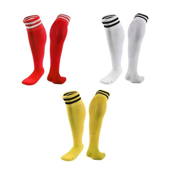Lian LifeStyle 3 Pairs Knee High Sports Socks for Soccer, Softball, Baseball, Soccer, and Many Other Sports XL002 Size M Red,White,Yellow