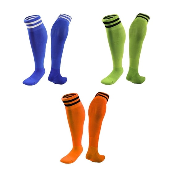 Lian LifeStyle 3 Pairs Knee High Sports Socks for Soccer, Softball, Baseball, Soccer, and Many Other Sports XL002 Size S Blue,Green,Orange