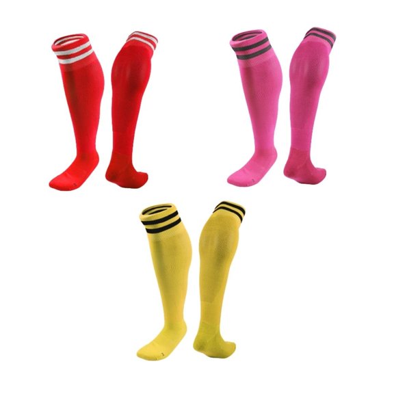 Lian LifeStyle 3 Pairs Knee High Sports Socks for Soccer, Softball, Baseball, Soccer, and Many Other Sports XL002 Size S Red,Rose,Yellow