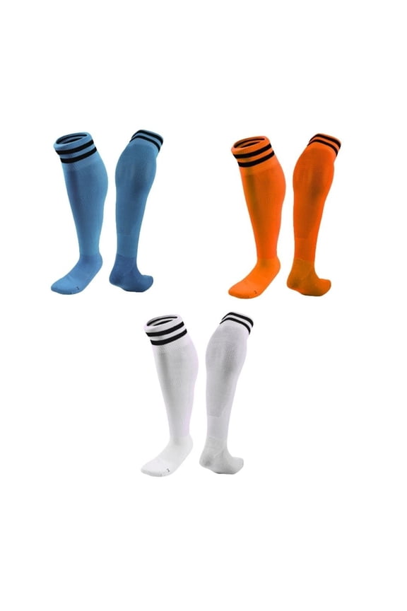 3 Pairs Knee High Sports Socks for Soccer, Softball, Baseball, Soccer, and Many Other Sports XL002 Size XS LightBlue,Orange,White