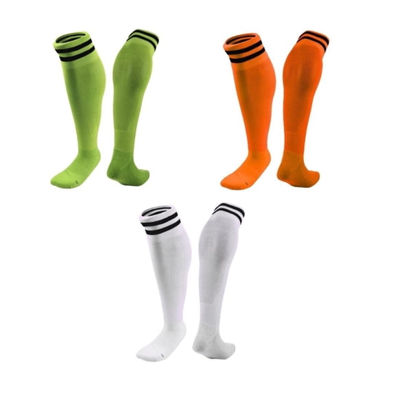 Lian LifeStyle 3 Pairs Knee High Sports Socks for Soccer, Softball, Baseball, Soccer, and Many Other Sports XL002 Size XXS Green,Orange,White