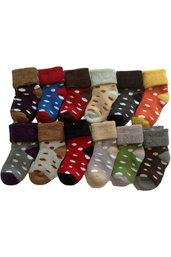 4 Pairs Children Viscose Dotted Socks Girl 0Y-1Y Random Color