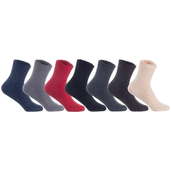 Lian LifeStyle 4 Pairs Fantastic Children's Wool Crew Socks, , Adorable and Durable LK08 Size 9Y-11Y Black,Dark Grey,Coffee,Red