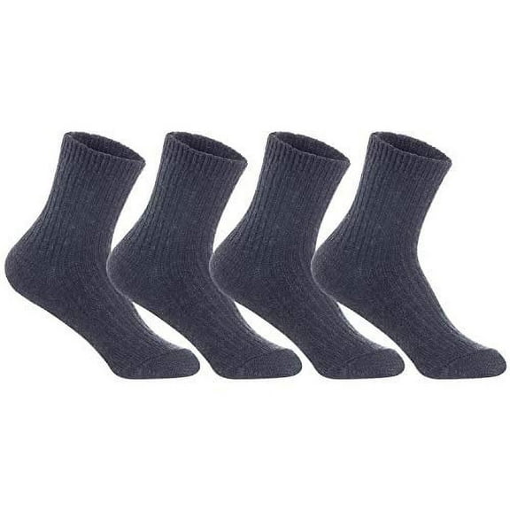 Lian LifeStyle 4 Pairs Fantastic Children's Wool Crew Socks, , Soft, Adorable and Durable LK08 Size 9Y-11Y Dark Grey