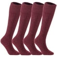 thumbnail image 1 of Lian LifeStyle 4 Pairs Stylish, Cozy, Thick & Warm Women's high crew wool blend socks for Winter & All Seasons HR1412 Size 6-9 Wine Color, 1 of 4