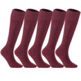 thumbnail image 1 of Lian LifeStyle 5 Pairs Stylish, Cozy, Thick & Warm Women's high crew wool blend socks for Winter & All Seasons HR1412 Size 6-9 (Wine Color), 1 of 4