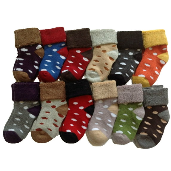 Lian LifeStyle 6 Pairs Children Viscose Dotted Socks Girl 1Y-3Y Random Color