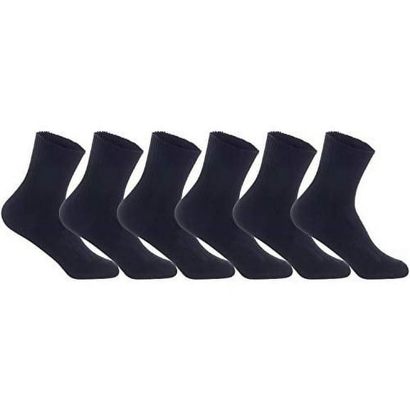 Lian LifeStyle 6 Pairs Fantastic Children's Wool Crew Socks, Super Comfortable, Soft, Adorable and Durable LK08 Size 9Y-11Y (Black)