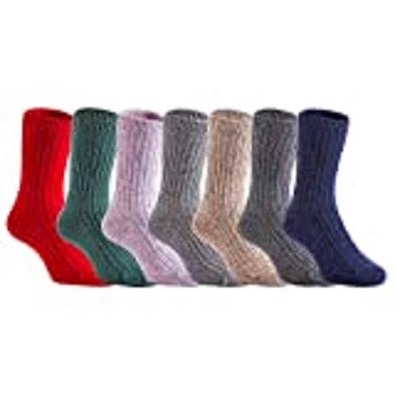 Lian LifeStyle 6 Pairs Soft, Fantastic, Adorable And Children's Wool Crew Socks Size 5Y-8Y LLS Boy Random Color