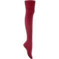 thumbnail image 1 of Lian LifeStyle Adorable Women's 1 Pair Thigh High Natural Cotton Socks, and Ultra-Soft JMYP1025 Size 6-9Wine, 1 of 3