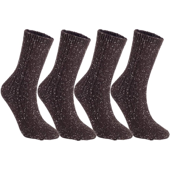 Lian LifeStyle Attractive Women's 4 Pairs Mid Calf Cotton Crew Socks With Super High Quality Soft Fibers Size 6-9 HR1614 Coffee