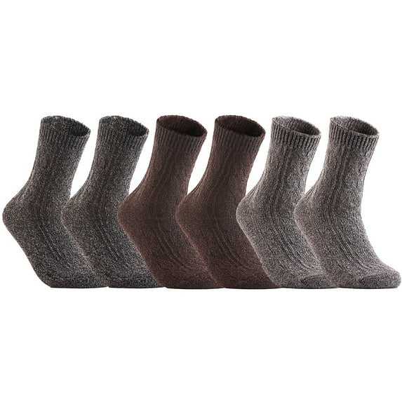 Lian LifeStyle Attractive Women's 6 Pairs Mid Calf Cotton Crew Socks With Super High Quality Soft Fibers Size 6-9 HR1613 Black, Coffee, Grey