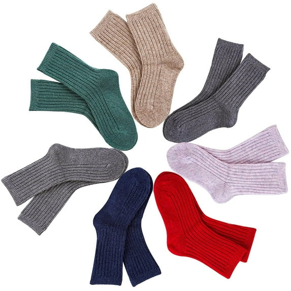 Lian LifeStyle Baby's 6 Pairs Fashion Soft Wool Crew Socks M(15-17cm/5Y-8Y) HR1617 Random Boy Color