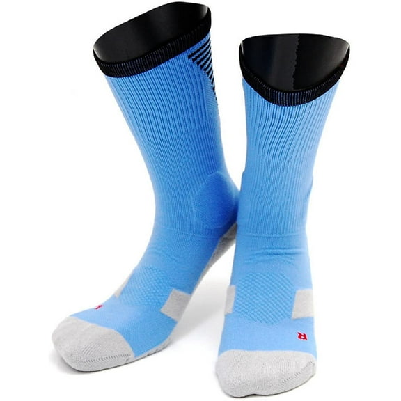 Lian LifeStyle Big Boy's 1 Pair High Crew Athletic Sports Socks Size L/XL XL0028-02(Sky Blue w/Black Strip)