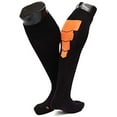 thumbnail image 1 of Lian LifeStyle Big Boy's 1 Pair Knee High Athletic Sports Socks 0025 M(Black w/ Orange Stripes), 1 of 2