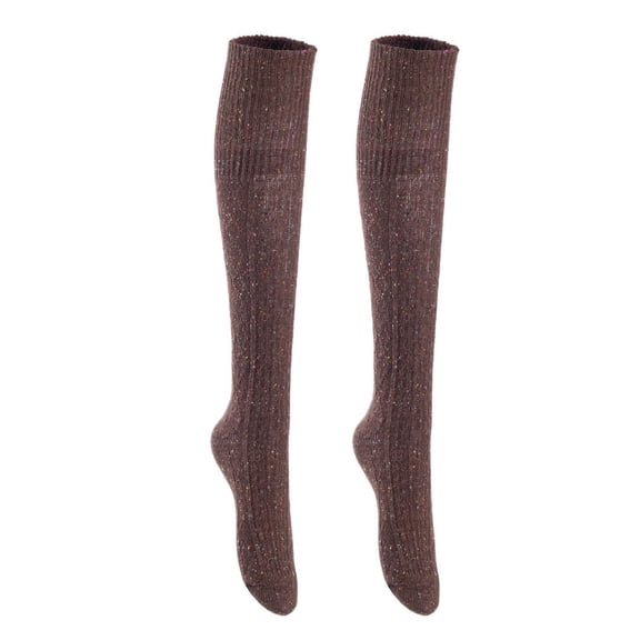 Lian LifeStyle Big Girl's 2 Pair's Exceptional High Crew Wool Socks Non Slip, Cozy and Cool HR1412 Size 6-9 (Brown)