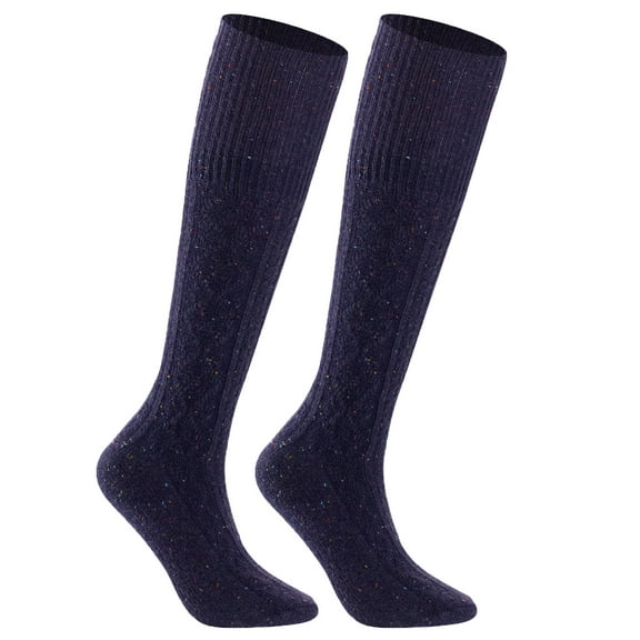 Lian LifeStyle Big Girl's 2 Pair's Exceptional High Crew Wool Socks Non Slip, Cozy and Cool HR1412 Size 6-9 (Purple)