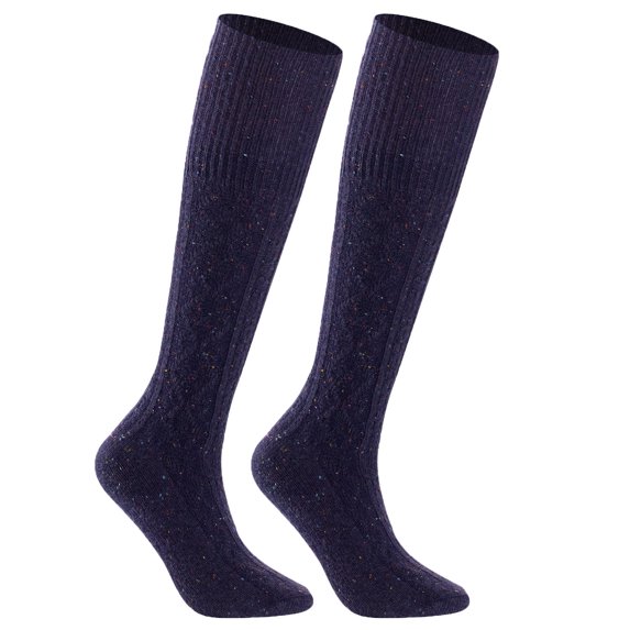 Lian LifeStyle Big Girl's 2 Pair's Exceptional High Crew Wool Socks Non Slip, Cozy and Cool HR1412 Size 6-9 (Purple)