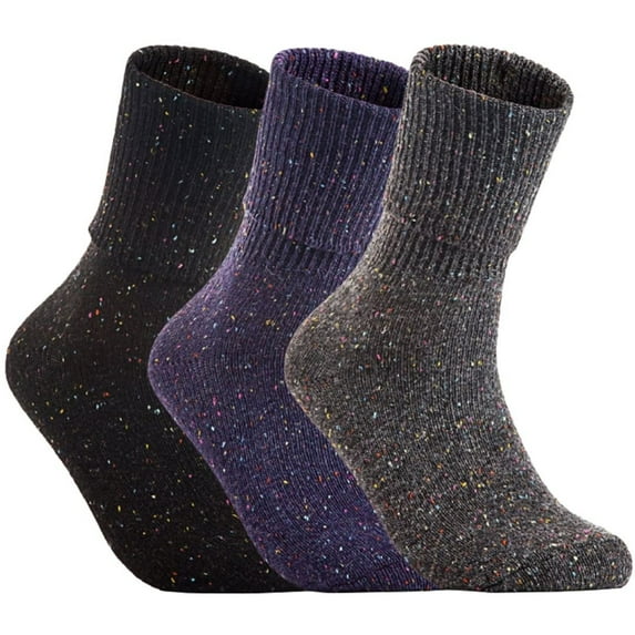 Lian LifeStyle Big Girl's 3 Pair's Exceptional High Crew Wool Socks Non Slip, Cozy and Cool HR1412 Size 6-9 Assorted Color