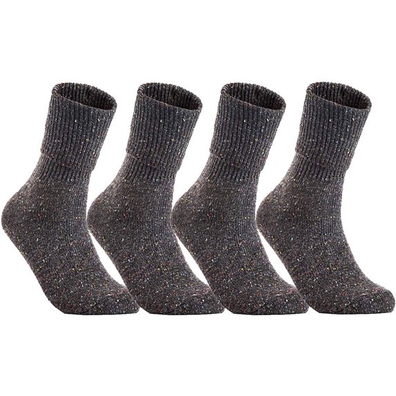 Lian LifeStyle Big Girl's 4 Pair's Exceptional High Crew Wool Socks Non Slip, Cozy and Cool HR1412 Size 6-9 (Gray)