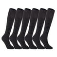 thumbnail image 1 of Lian LifeStyle Big Girl's 6 Pair's Exceptional High Crew Wool Socks Non Slip, Cozy and Cool HR1412 Size 6-9 (Black), 1 of 4