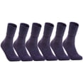 thumbnail image 1 of Lian LifeStyle Big Girl's 6 Pair's Exceptional High Crew Wool Socks Non Slip, Cozy and Cool HR1412 Size 6-9 (Purple), 1 of 2