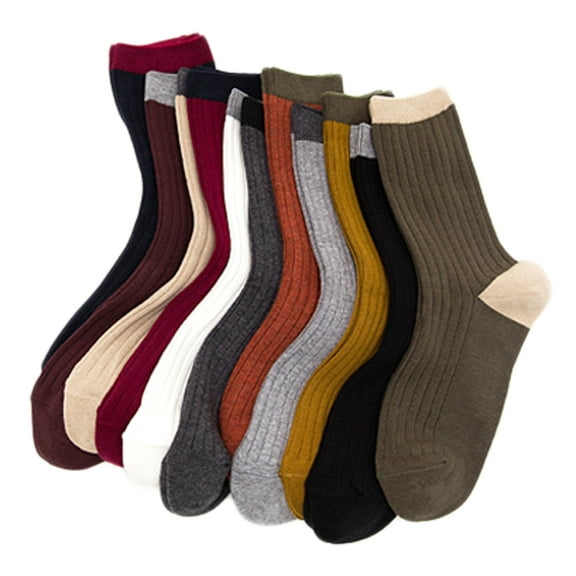 Lian LifeStyle Big Girl's & Women's 4 Pairs Combed Cotton Socks HR1751 Casual Size L/XL (Brick Red)