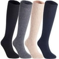 thumbnail image 1 of Lian LifeStyle Big Girl's Women's 4 Pairs Exceptional, Non-Slip, Cozy and Cool Knee High Wool Socks FS05 Size 6-9 Assorted, 1 of 4