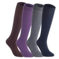 thumbnail image 1 of Lian LifeStyle Big Girl's Women's 4 Pairs Exceptional, Non-Slip, Cozy and Cool Knee High Wool Socks FS05 Size 6-9 Grey,Purple,Navy Blue,Brown, 1 of 4