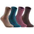 thumbnail image 1 of Lian LifeStyle Big Girl's Women's 4 Pairs Pack Fashion Soft Wool Crew Socks One Size HR1613-4P4C-2(Coffee, Wine, Blue, Tan), 1 of 7