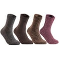 thumbnail image 1 of Lian LifeStyle Big Girl's Women's 4 Pairs Pack Fashion Soft Wool Crew Socks One Size HR1613-4P4C-5(Black, Coffee, Brown, Wine), 1 of 6