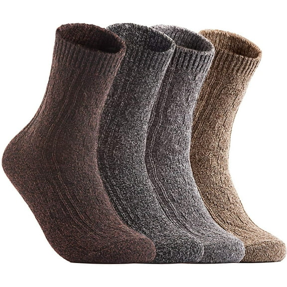 Lian LifeStyle Big Girl's Women's 4 Pairs Super Soft and Cozy Wool Blend Crew Socks Suitable as an Activewear Size 6-9 HR1613Random