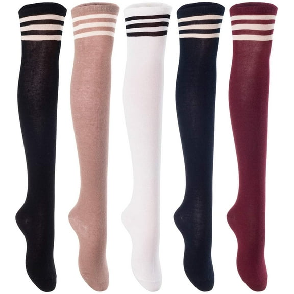 Lian LifeStyle Big Girl's Women's 5 Pairs Colors Size 6-9 L1022 Blk Khaki White Navy Wine