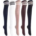 thumbnail image 1 of Lian LifeStyle Big Girl's Women's 5 Pairs Thigh High Cotton Socks Size 6-9 L1022, 1 of 9