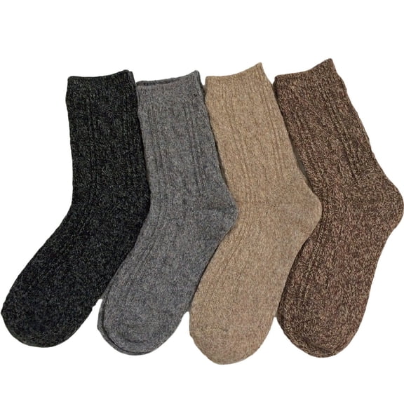 Lian LifeStyle Big Girl's Women's 6 Pairs Supersoft, Fuzzy and Cozy Wool Blend Crew Socks Suitable as an Active Wear Size 6-9 HR1613 Assorted Colors