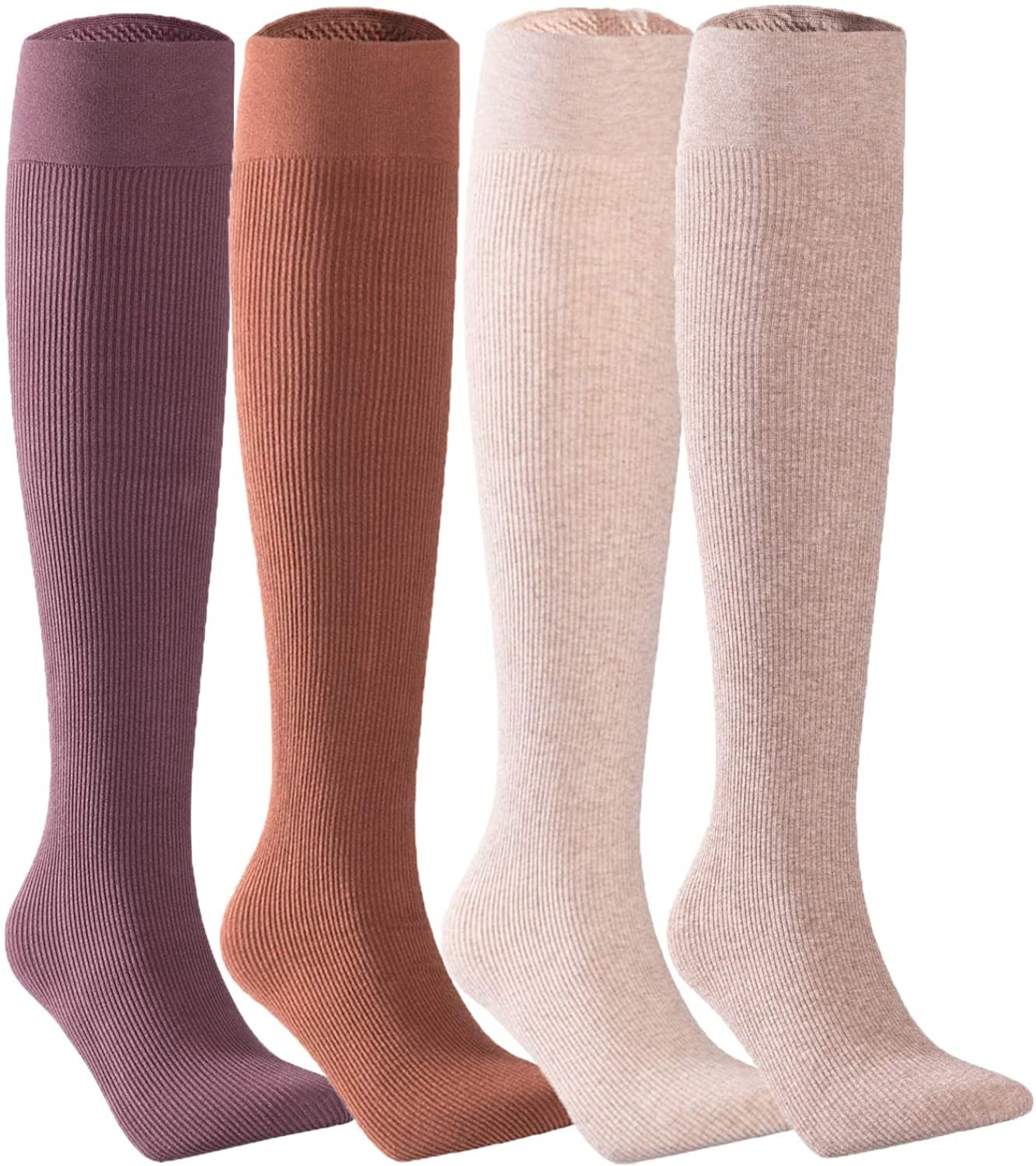 Lian LifeStyle Big Girls Women's 4 Pairs Thigh High Cotton Boot Socks ...