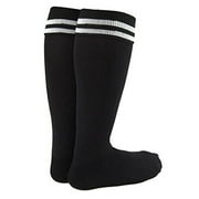 Lian LifeStyle Boy and Girl 2 Pairs Knee High Sports Socks for Baseball/Soccer/Lacrosse XS Black