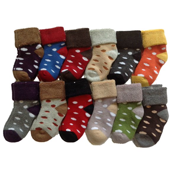Lian LifeStyle Boy's 8 Pairs Dotted Socks Boy 0Y-1Y Random Color