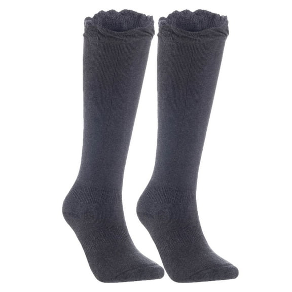 Lian LifeStyle Charming Children's Knee High Cotton Socks JH0510, Size 1Y-2Y, Dark Grey