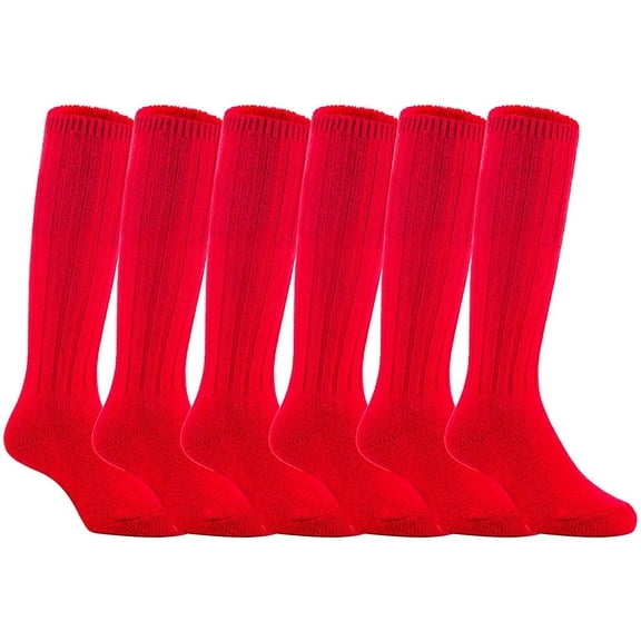 Lian LifeStyle Children 6 Pairs Knee High Socks Size 2-4Y (Red)