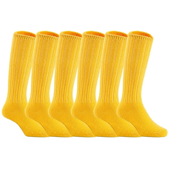 Lian LifeStyle Children 6 Pairs Knee High Socks Size 2-4Y (Yellow)