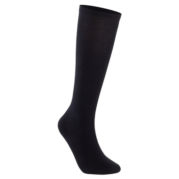 Lian LifeStyle Children's 4 Pairs Knee Length Cotton Socks, Size 5Y-15Y, Black