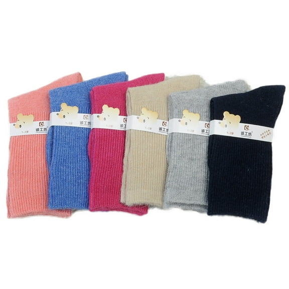 Lian LifeStyle Children's 6 Pairs Wool Crew Socks, Adorable, Fantastic, And Soft Size 0M-1Y Assorted