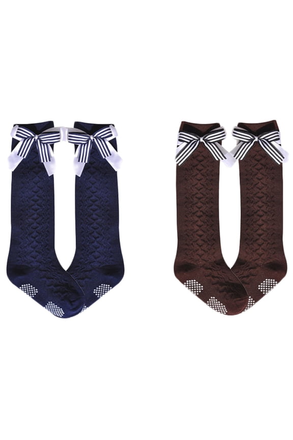 Cute Girls' 2 Pairs Knee High Cotton Socks Perfect for Mobility & Athletic Toddlers & Any Year Old Kids Butterfly Knot Size(6Y-10Y)