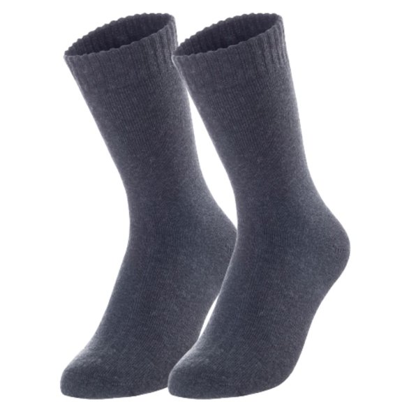 Lian LifeStyle Cute, Perfect Fit, Cozy Men's 2 Pairs Wool Blend Crew Socks With a Wide Size 6-9(DarkGrey)
